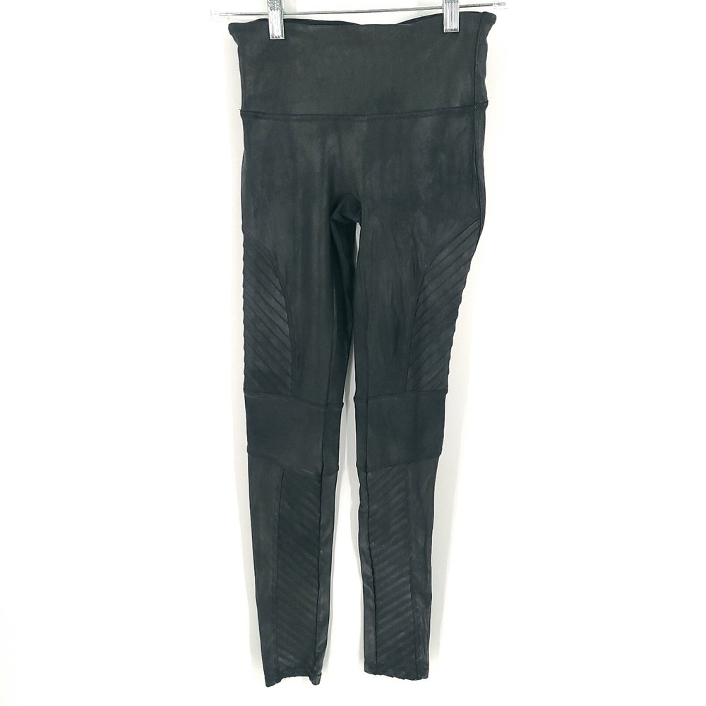 Spanx Leggings Womens Small Black Faux Leather Activewear Performance